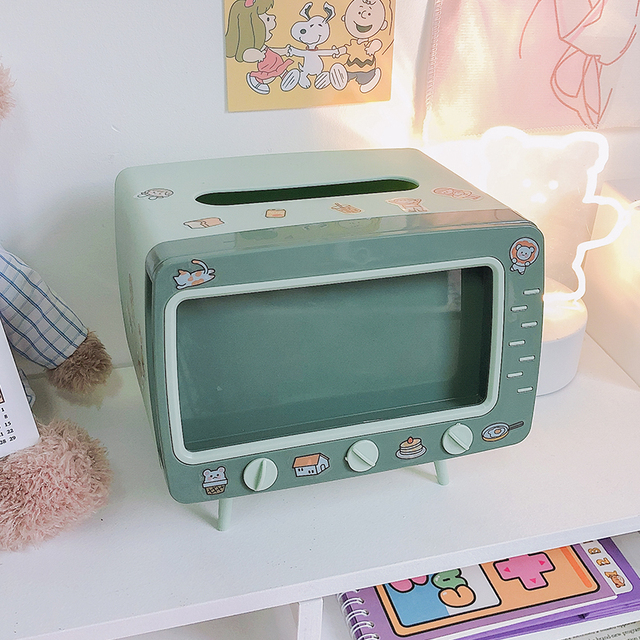 Cute Plastic Tissue Box Home Multifunctional Kawaii Desktop TV Tissue Box Case storage