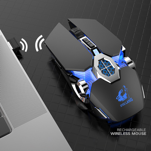 2.4G Wireless Bluetooth Gaming Mouse 6 Button 2400DPI USB Rechargeable Mute Backlight Mice Optical Mouse for Gamer Computer PC