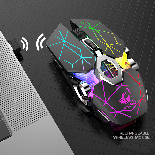 2.4G Wireless Bluetooth Gaming Mouse 6 Button 2400DPI USB Rechargeable Mute Backlight Mice Optical Mouse for Gamer Computer PC