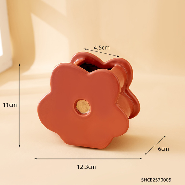 Modern Ceramic Vase Nordic Decor Home Living Room Decor Creative Splicing Flower Shaped  Yellow/Red Vase Flower Pots Decorative