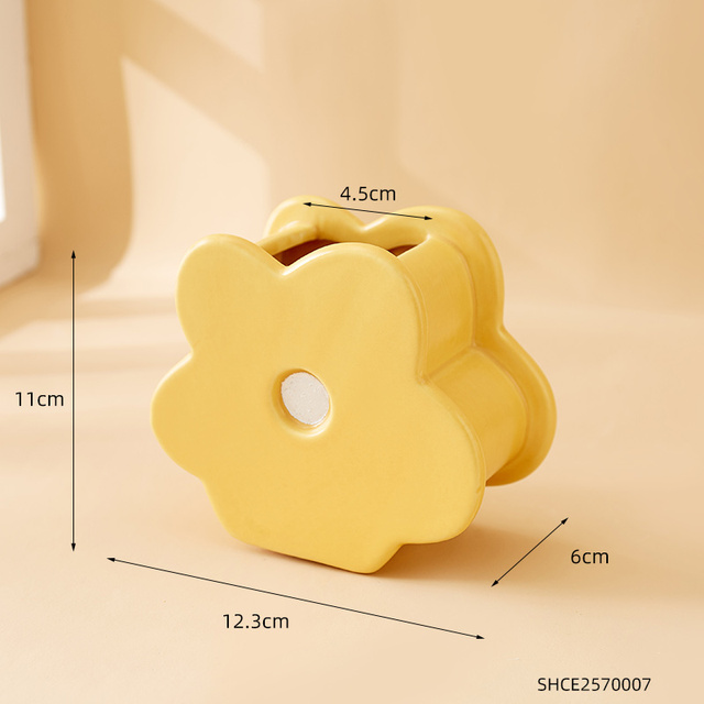 Modern Ceramic Vase Nordic Decor Home Living Room Decor Creative Splicing Flower Shaped  Yellow/Red Vase Flower Pots Decorative