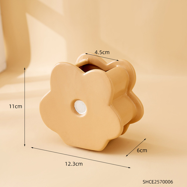 Modern Ceramic Vase Nordic Decor Home Living Room Decor Creative Splicing Flower Shaped  Yellow/Red Vase Flower Pots Decorative