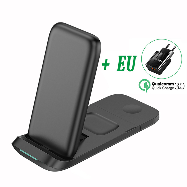 Wireless Charger Stand 30W Foldable Qi Fast Charging Dock Station for Apple Watch iWatch 7 AirPods Pro For iPhone 13 12 11 XS XR