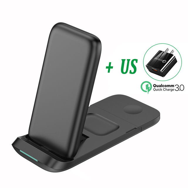 Wireless Charger Stand 30W Foldable Qi Fast Charging Dock Station for Apple Watch iWatch 7 AirPods Pro For iPhone 13 12 11 XS XR