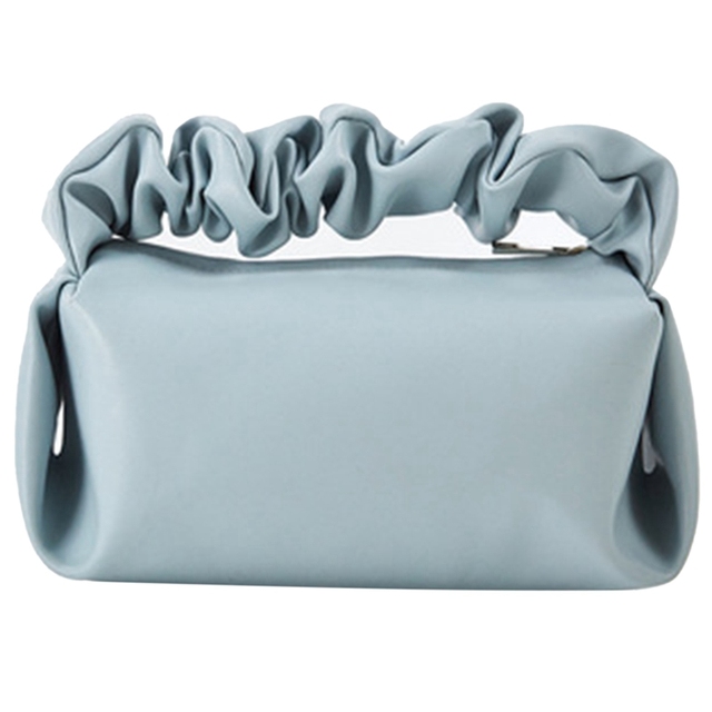 Pvc Leather Pleated Portable Cosmetic Bag, Cosmetic Storage Bag
