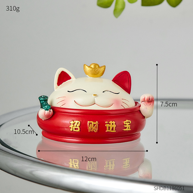 Ashtray with Lid Windproof Lucky Cat Figurines Home Decor Fortune Cat Desk Organizer Key Storage Ashtray Cigar Accessories Gift