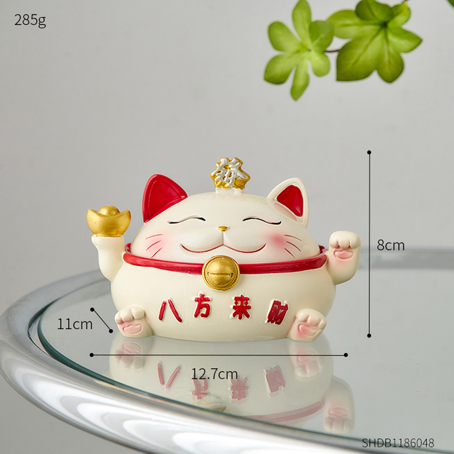 Ashtray with Lid Windproof Lucky Cat Figurines Home Decor Fortune Cat Desk Organizer Key Storage Ashtray Cigar Accessories Gift