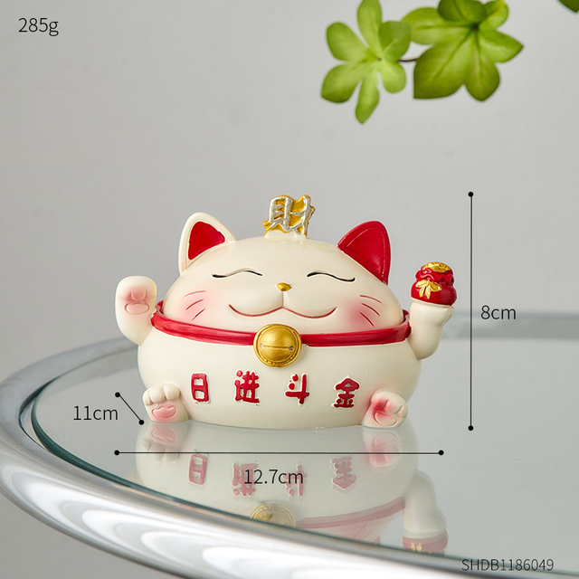 Ashtray with Lid Windproof Lucky Cat Figurines Home Decor Fortune Cat Desk Organizer Key Storage Ashtray Cigar Accessories Gift