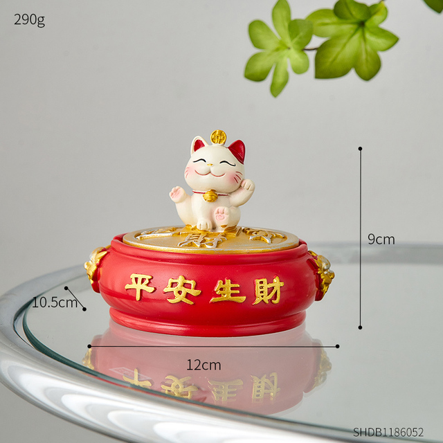 Ashtray with Lid Windproof Lucky Cat Figurines Home Decor Fortune Cat Desk Organizer Key Storage Ashtray Cigar Accessories Gift