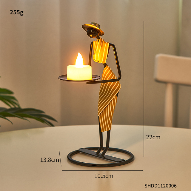Vintage Metal Candlestick Holder Abstract Character Sculpture Candle Holder Nordic Home Decor Christmas Ornaments Wedding Decor