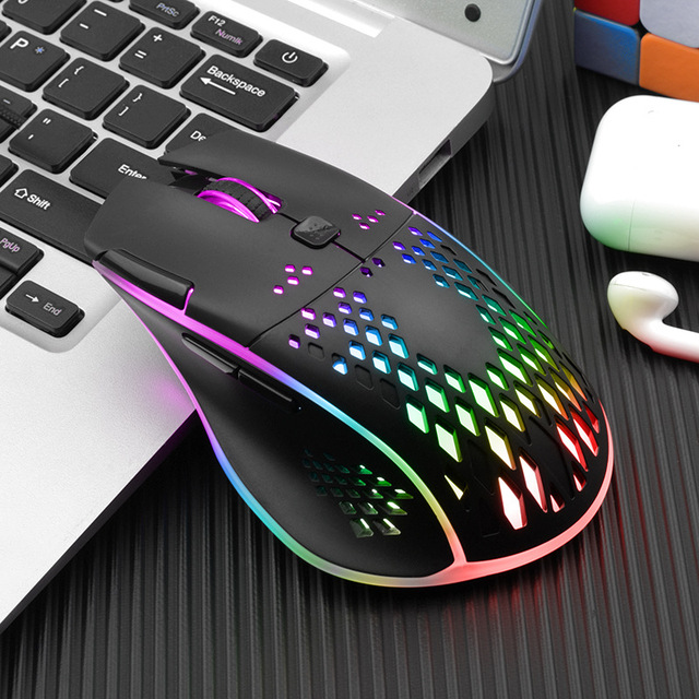 2022 Rechargeable USB 2.4G Wireless RGB Light Honeycomb Gaming Mouse Desktop PC Computers Notebook Laptop Mice Mause Gamer