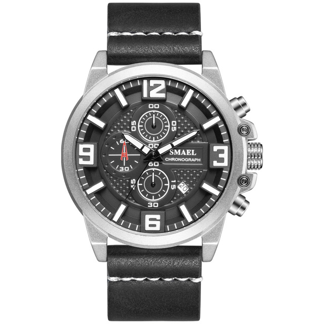 NEW Fashion Mens Watches Sport Luxury Alloy Watch Men Casual SL-9073 Leather Waterproof  Watch Top