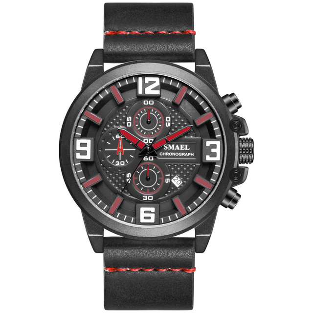 NEW Fashion Mens Watches Sport Luxury Alloy Watch Men Casual SL-9073 Leather Waterproof  Watch Top