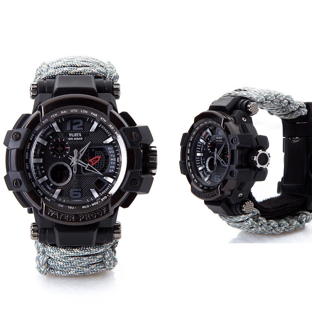 Outdoor Survival Men Watch Multifunctional Waterproof Military Tactical Watch Compass Thermometer Emergency