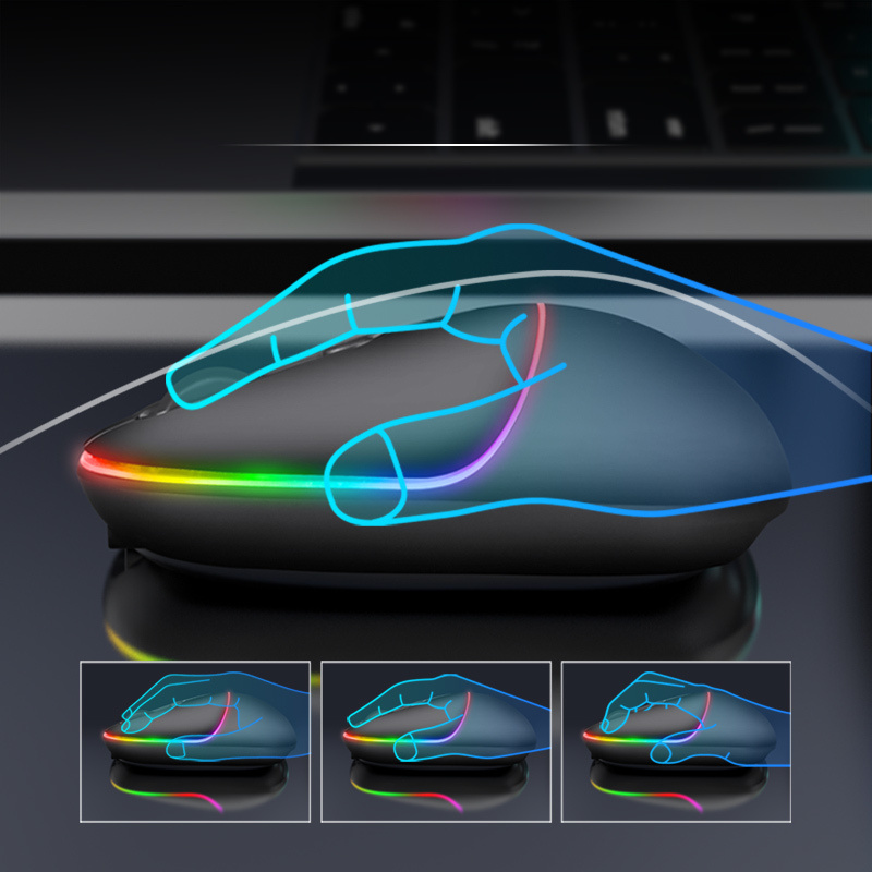 Bluetooth+2.4G Wireless Mouse for Laptop Computer Backlit Bluetooth Mouse Rechargeable Ergonomic Mice Slient Click