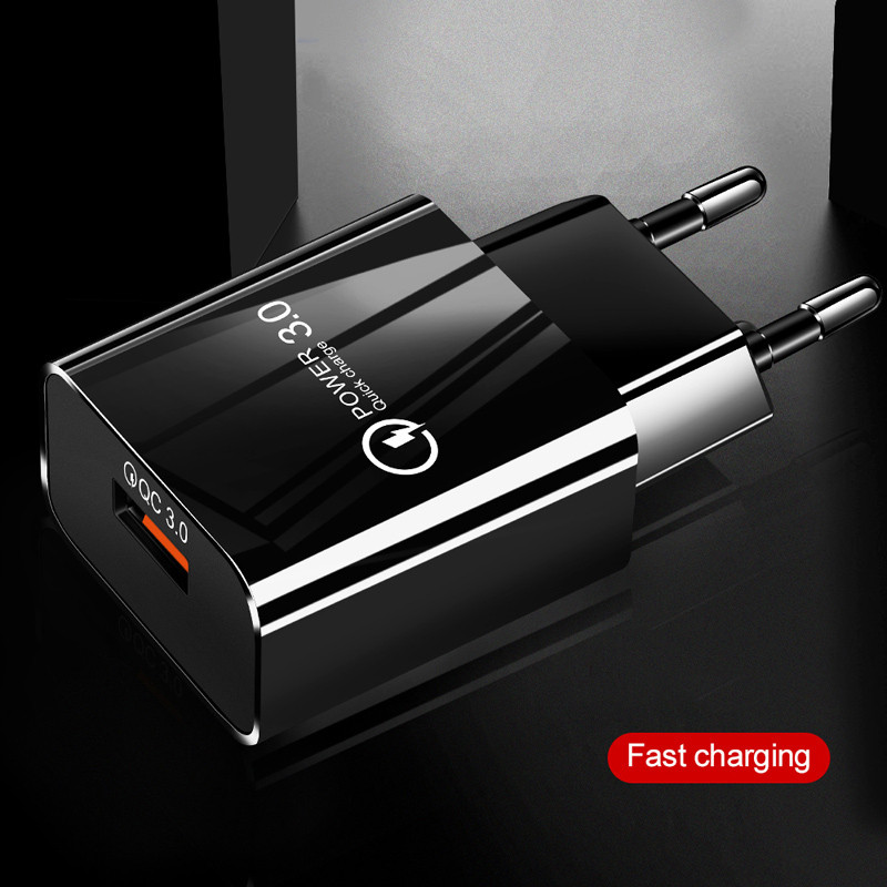 18W USB Charger Fast Charge QC 3.0 Wall Charging For iPhone 13 12 11 X pro max Samsung Xiaomi Mobile EU US Plug Adapter Travel