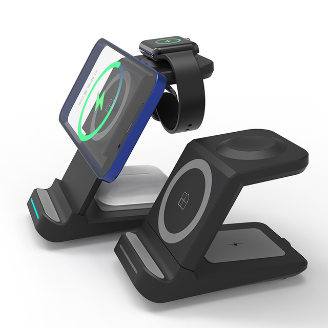 3 In 1 Magnetic Wireless Charger Stand 30W Qi Fast Charging Dock for Apple Watch iWatch 7 AirPods Pro For iPhone Samsung Xiaomi
