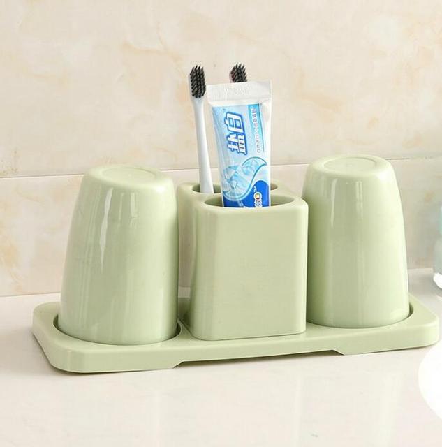 3Colors Household Bathroom Toothbrush Holder Toothbrush Cup Creative Simple Couple Toothpaste  Box Washing Double Cup Set