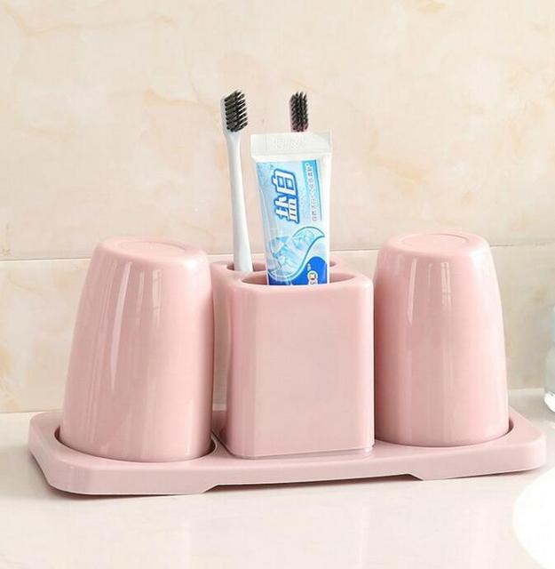 3Colors Household Bathroom Toothbrush Holder Toothbrush Cup Creative Simple Couple Toothpaste  Box Washing Double Cup Set