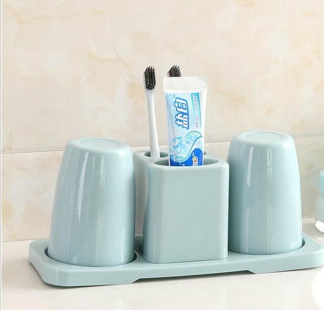 3Colors Household Bathroom Toothbrush Holder Toothbrush Cup Creative Simple Couple Toothpaste  Box Washing Double Cup Set
