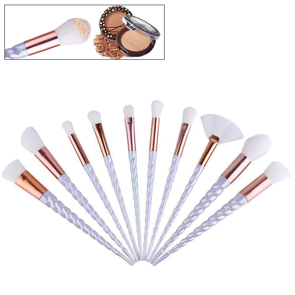 10pcs Unicorn spiral Makeup Brushes Sets Maquiagem Foundation Powder Cosmetic Blush Eyeshadow Women Beauty Make Up Brush Tools