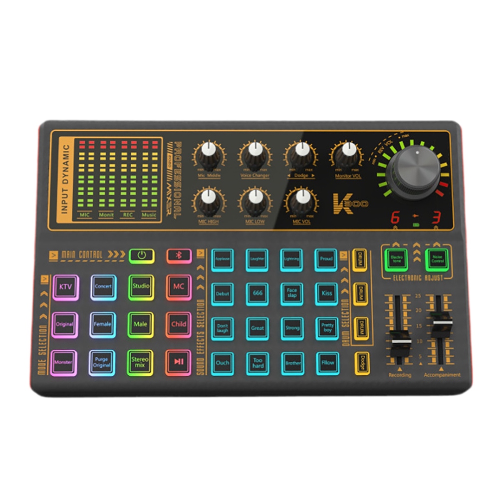 Bluetooth Sound Card Mixer External USB Audio Sound Card for Live Broadcasting Recording Podcasting Music