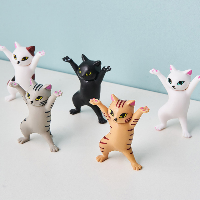 Japanese Cat Pen Holder Kids Toy Birthday Gift Home Decor Animal Figurines Sexy Cat Brush Storage Weightlifting Cat Pen Holders
