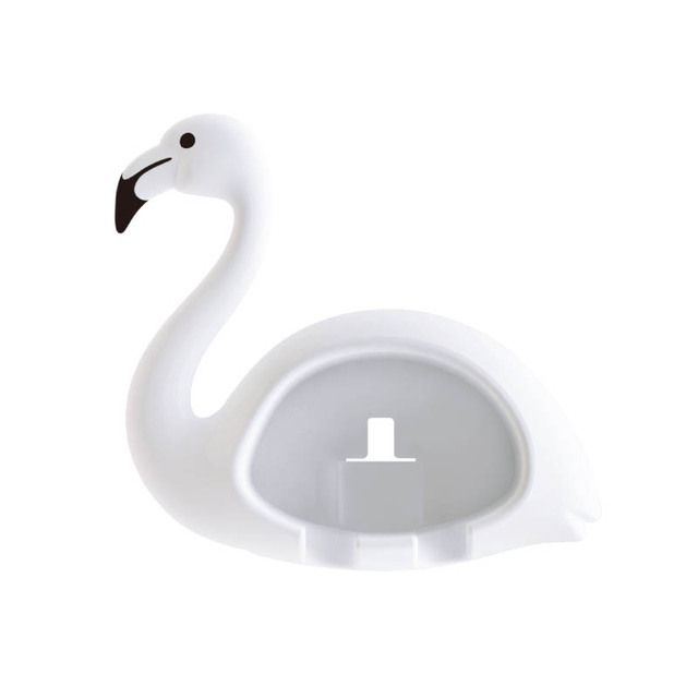 Toothbrush Holder Sucker Flamingo Shaped Bathroom Accessories 2 Position 1Pcs Cute Wall Mount Toothbrush Rack Organizer