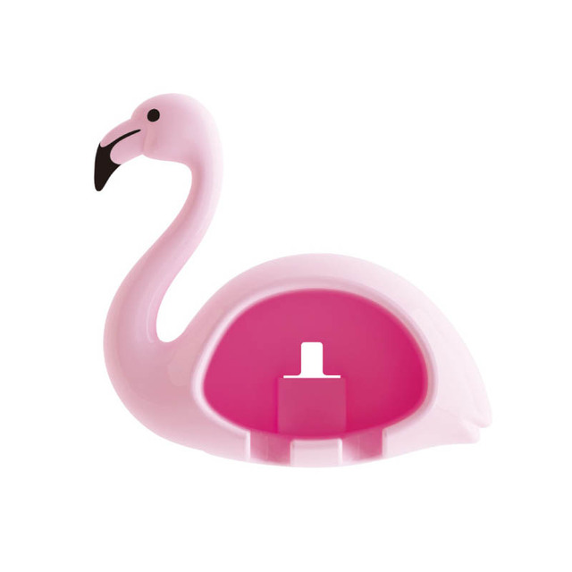 Toothbrush Holder Sucker Flamingo Shaped Bathroom Accessories 2 Position 1Pcs Cute Wall Mount Toothbrush Rack Organizer