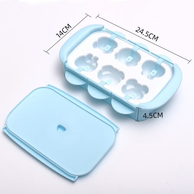 Cartoon Ice Cream Mold 6 Ice Popsicle Mold Popsicle Ice Cream Mold Ice Tray Diy Ice Cream Reusable with Stick Lid Kitchen Tools
