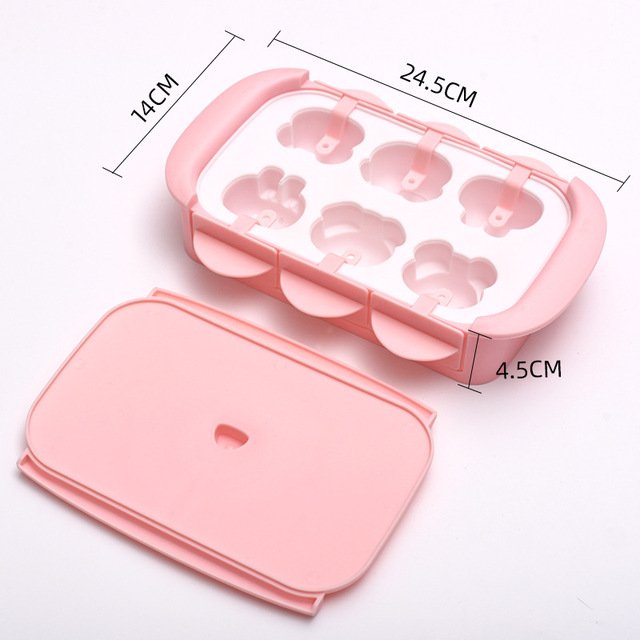 Cartoon Ice Cream Mold 6 Ice Popsicle Mold Popsicle Ice Cream Mold Ice Tray Diy Ice Cream Reusable with Stick Lid Kitchen Tools