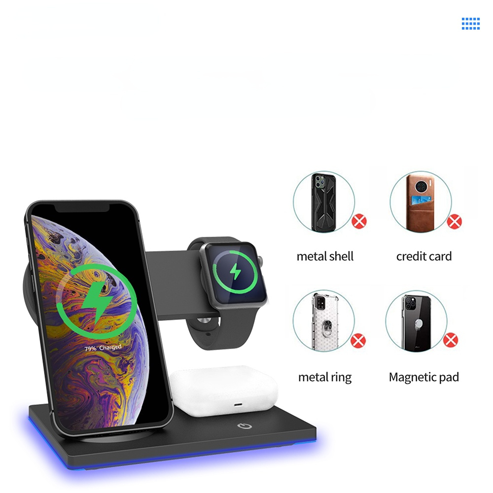 30W 3 in 1 Wireless Charger for iPhone iWatch AirPods Qi Fast Charging Dock Station Magnetic Wireless Chargers Stand for Samsung