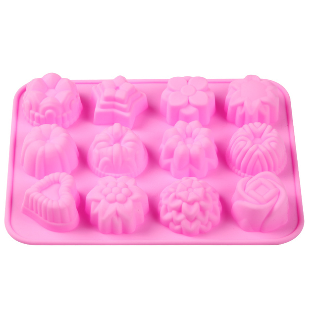 12 Flowers And Plants Silicone Cake Molds Non-Stick Baking Decorating Tools Chocolate Soap Mould For Kitchen Accessories