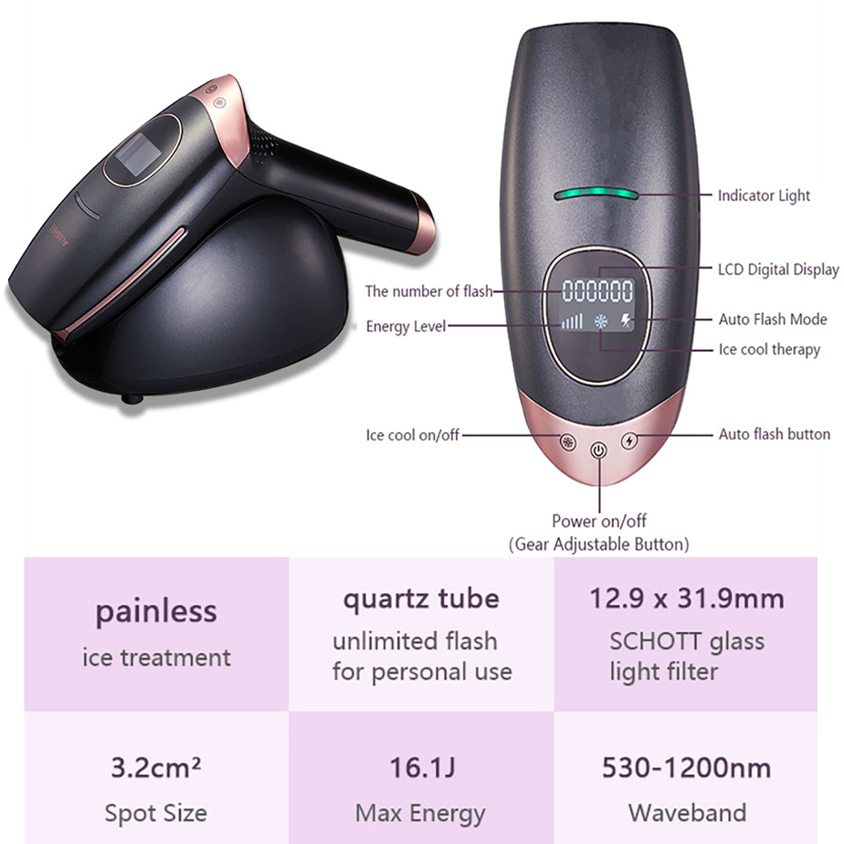 Unlimited Flash Laser Epilator Upgraded IPL Permanent Hair Removal for Women Men