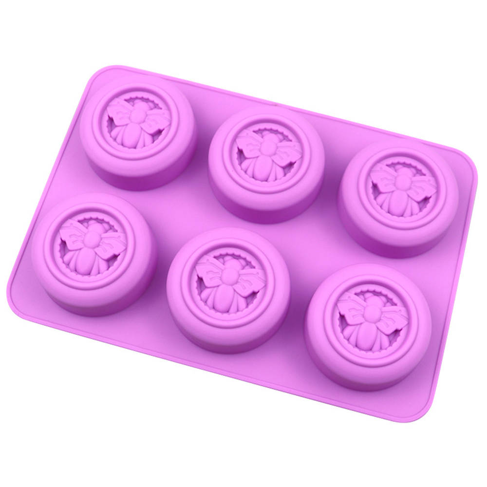 DIY Silicone 6 Cavities Soap Mould Multifunction Bee Shape Non-toxic Fondant Cake Mold Baking Accessories Kitchen Gadgets