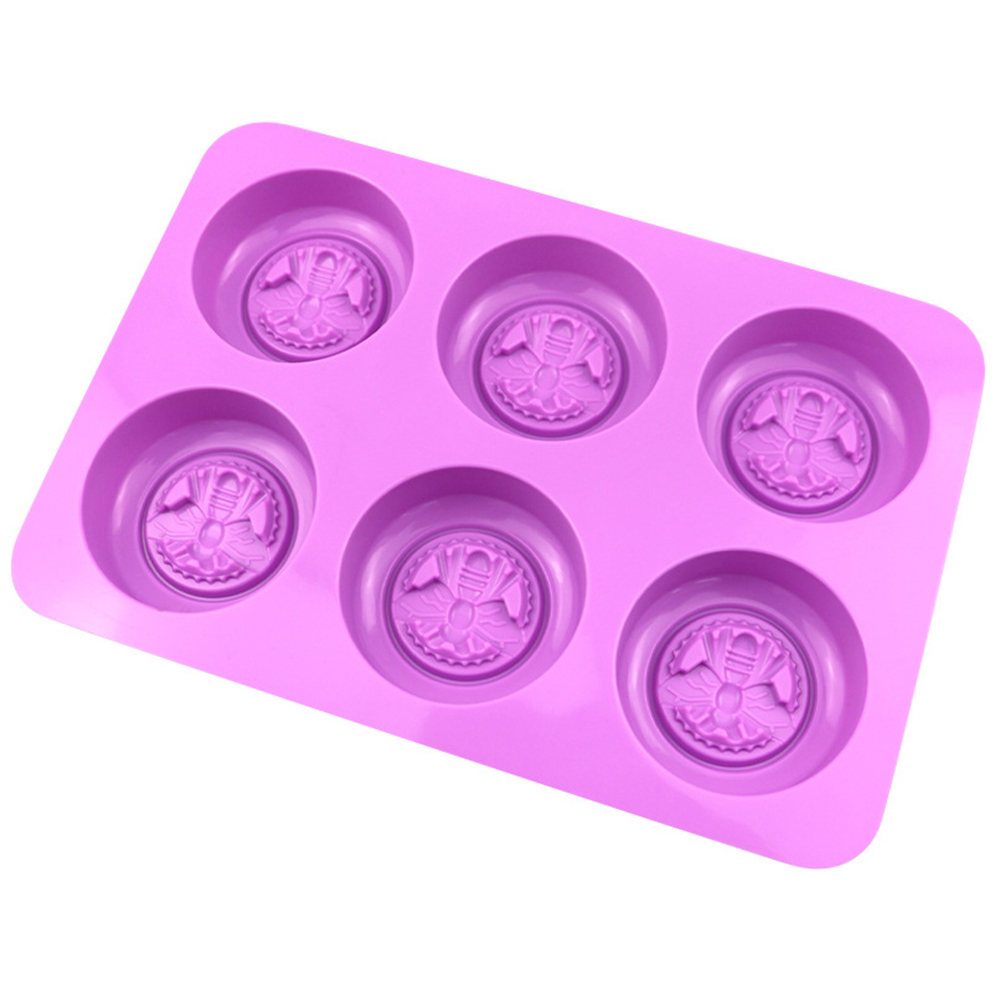DIY Silicone 6 Cavities Soap Mould Multifunction Bee Shape Non-toxic Fondant Cake Mold Baking Accessories Kitchen Gadgets