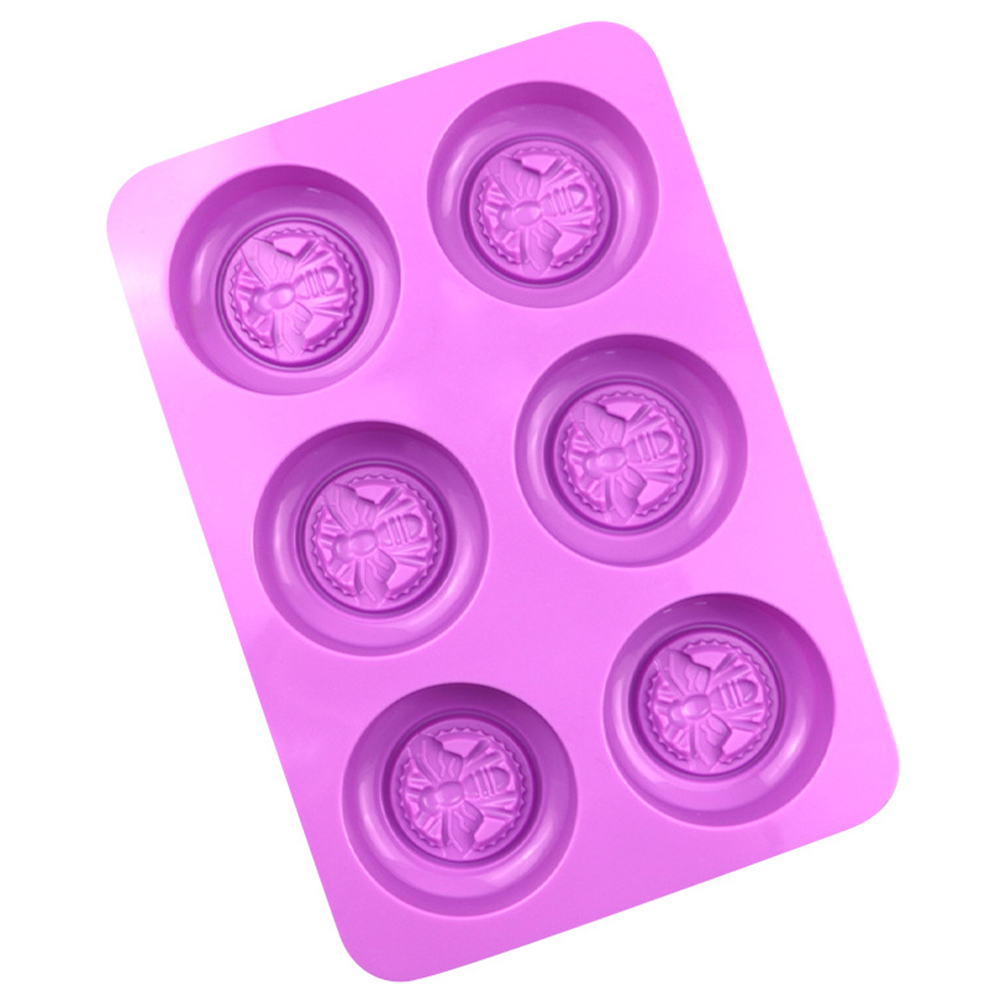 DIY Silicone 6 Cavities Soap Mould Multifunction Bee Shape Non-toxic Fondant Cake Mold Baking Accessories Kitchen Gadgets