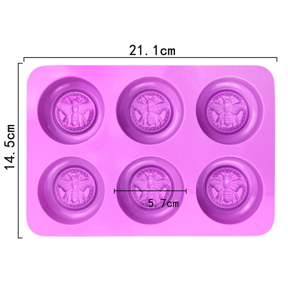 DIY Silicone 6 Cavities Soap Mould Multifunction Bee Shape Non-toxic Fondant Cake Mold Baking Accessories Kitchen Gadgets