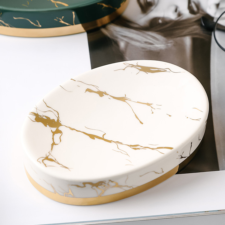 Marble Stripes Ceramics Bathroom Soap Dish Bathroom Products