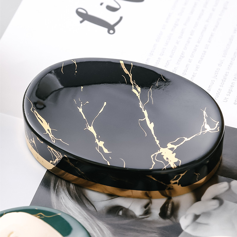 Marble Stripes Ceramics Bathroom Soap Dish Bathroom Products