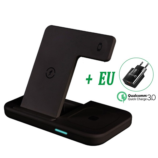 30W Wireless Charger Stand For iPhone 13 Samsung Xiaomi 3 in 1 Qi Fast Charge Dock Station Pad for Airpods Apple Watch Foldable