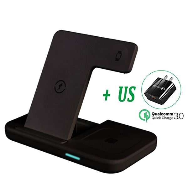 30W Wireless Charger Stand For iPhone 13 Samsung Xiaomi 3 in 1 Qi Fast Charge Dock Station Pad for Airpods Apple Watch Foldable