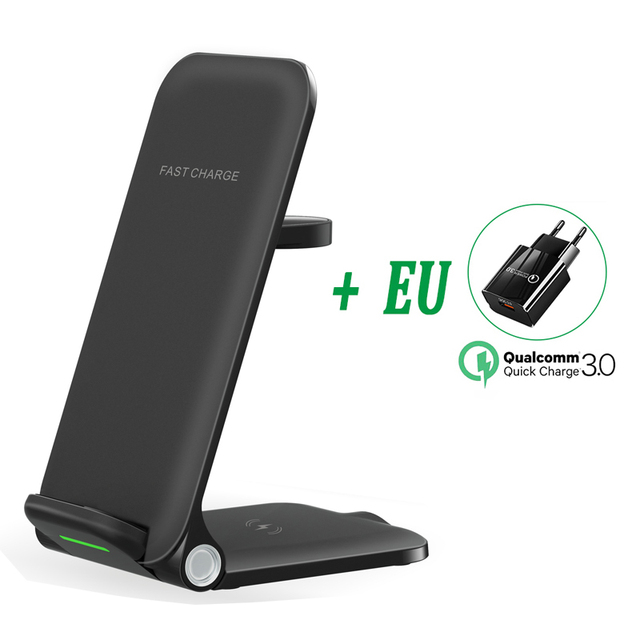 30W Wireless Charger Stand For iPhone 13 Samsung Xiaomi 3 in 1 Qi Fast Charge Dock Station Pad for Airpods Apple Watch Foldable