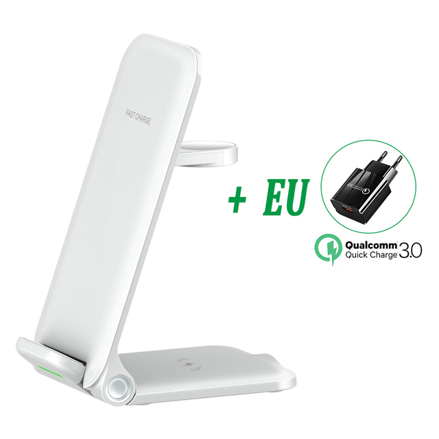 30W Wireless Charger Stand For iPhone 13 Samsung Xiaomi 3 in 1 Qi Fast Charge Dock Station Pad for Airpods Apple Watch Foldable
