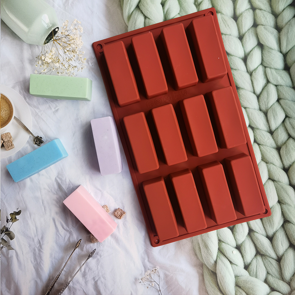 12 Cavity Silicone Cake Mold Rectangle Shapes Chocolate Mold Soap Mould Baking Tool DIY Baking Pan Kitchen Accessories