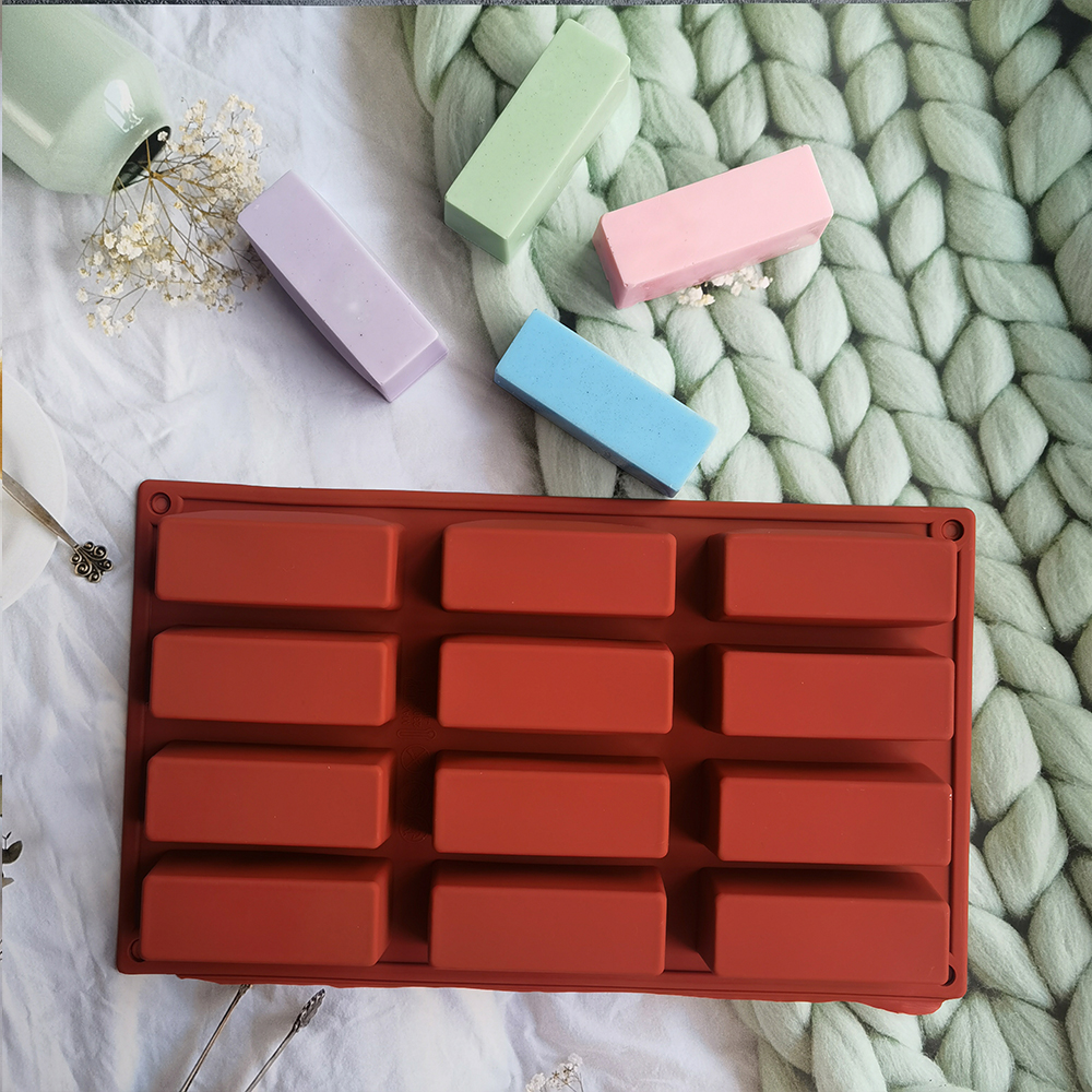 12 Cavity Silicone Cake Mold Rectangle Shapes Chocolate Mold Soap Mould Baking Tool DIY Baking Pan Kitchen Accessories