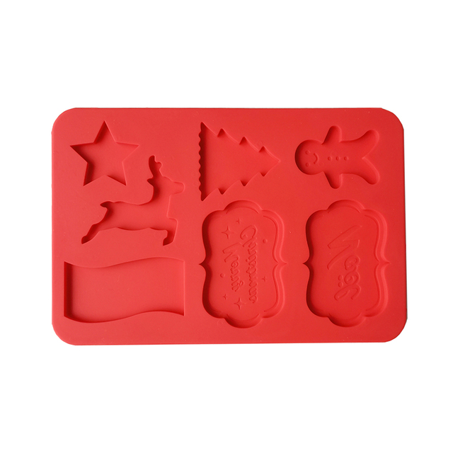 New Christmas Silicone Chocolate Cake Biscuit Mold Mousse Mould Cookies 3D DIY 7 Shape Handmade Kitchen Baking Tools Accessories