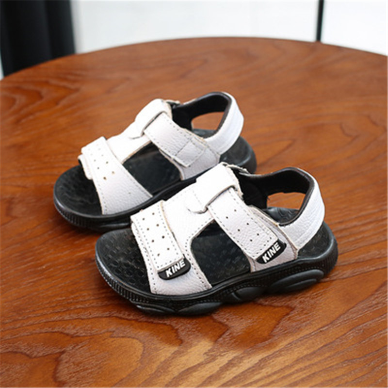 Children Summer Beach Sandals Cool Boys Girls Genuine Leather Cowhide Breathable Comfortable Flat Sandals Baby Soft Shoes