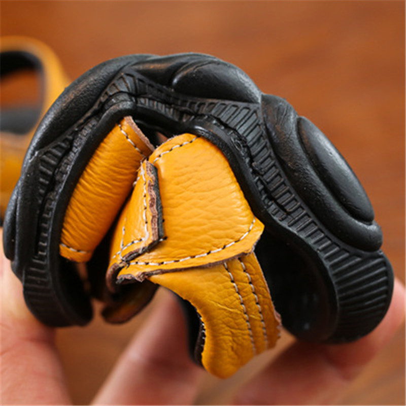 Children Summer Beach Sandals Cool Boys Girls Genuine Leather Cowhide Breathable Comfortable Flat Sandals Baby Soft Shoes