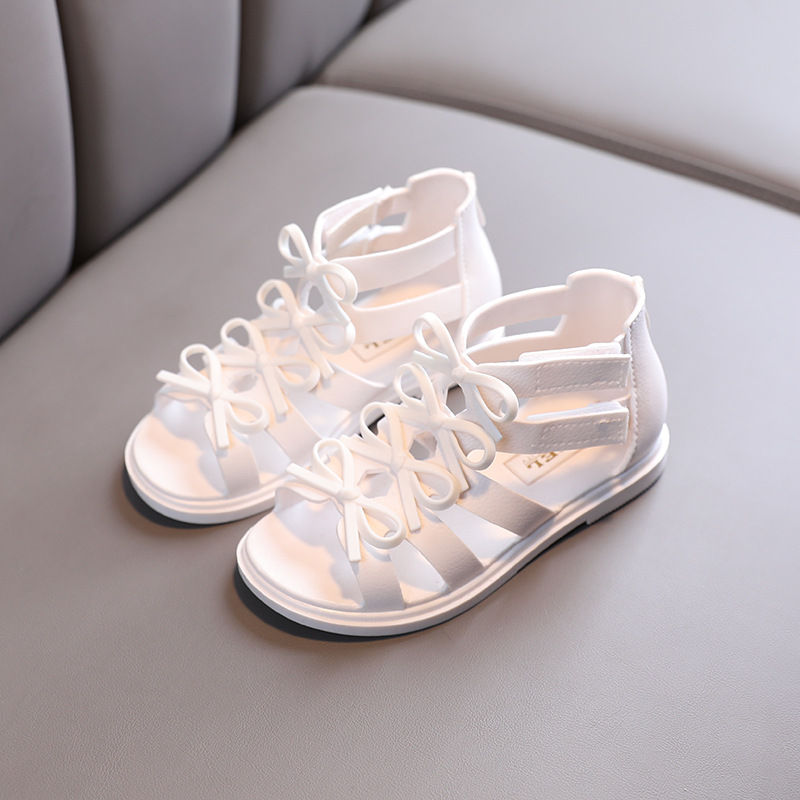Summer Roman Sandals Girls Gladiator Boots Narrow Band Fashion Princess Soft Bottom Shoes Baby Beach Shoes